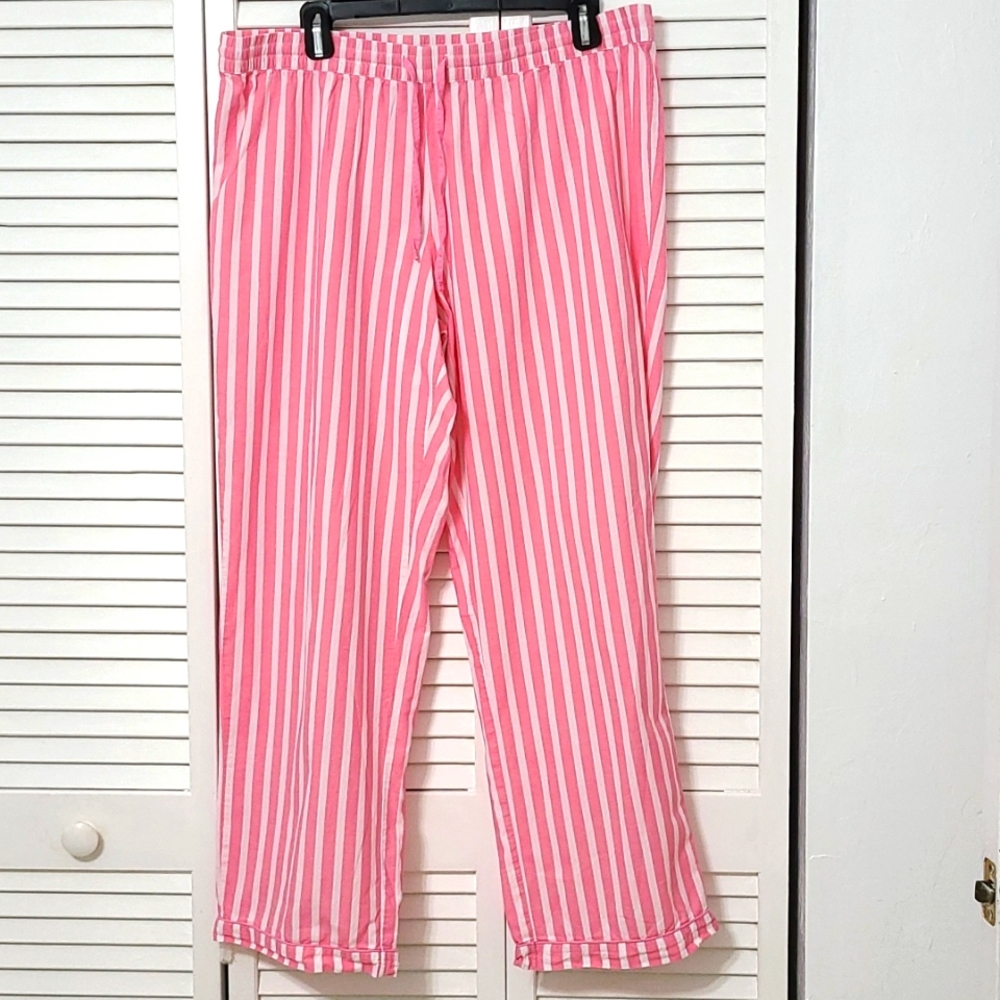 Secret Treasure Pink & White Drawstring Pajama Pants Large 12/14
